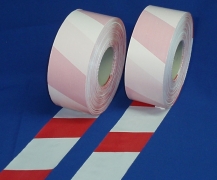 Výstražná páska červeno-biela 75 mm x 300 bm obr.